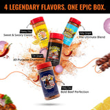 Branten's BBQ Rub Gift Box Combo: Four Bottles of Seasoning for Meat and Vegetables, Gluten Free, Total of 49.5 Ounces, with BBQ Silicone Mitt