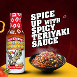 KICKIN' Spicy Teriyaki Sauce with Habanero - 13 oz. - Premium Gourmet Hot Stir Fry Sauce - Perfect Steak Marinade or Chicken Teriyaki Sauce