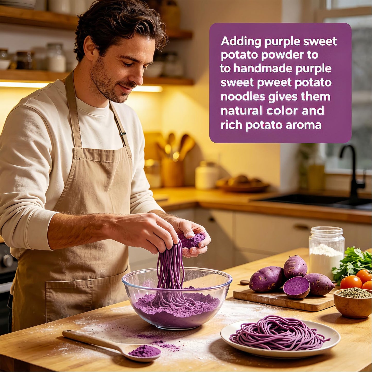 12oz Purple Sweet Potato Powder, Pure Ube Yam Powder with Vibrant Natural Color - For Baking, Smoothies, Lattes, Drinks & Recipes - Resealable