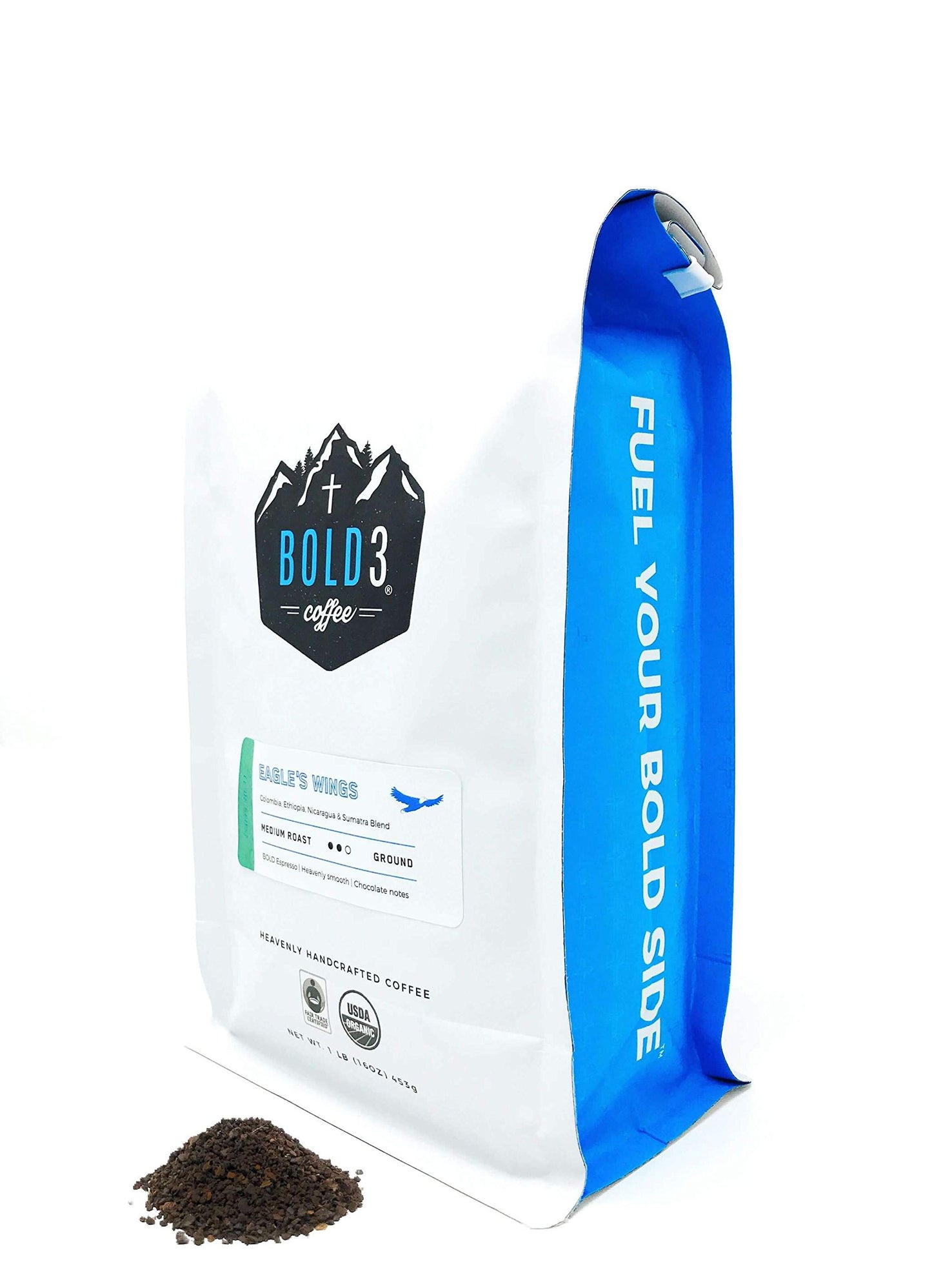 BOLD3 Coffee Christian Gift, Fair Trade Organic Specialty coffee for Jesus Christ, Ground, Colombian Ethiopian Nicaragua Sumatra, Gourmet Premium