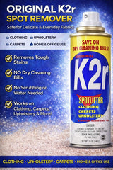 K2R SpotLifter Spot Remover Spray - Quick-Drying Stain Remover for Clothing, Carpets, Upholstery & Wallpaper - Built-In Brush Cap for No-Mess
