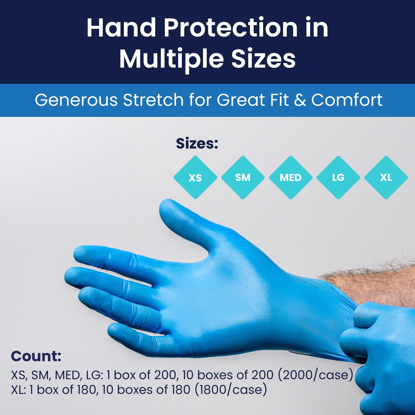 Adenna Miracle 4 mil Powder-Free Nitrile Exam Gloves, Medical Grade, Blue, X-Small, Box of 200
