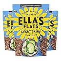 ELLA’S FLATS® Everything All Seed Savory Crisps - All Natural, Gluten Free, Good Source of Protein, High Fiber, Vegan and Keto Friendly (3 Pack)