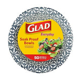 Glad Round Disposable Paper Bowls, Blue Mosaic Design - Heavy Duty, Soak-Proof, Cut-Resistant, Microwavable Paper Bowls for All Foods, Daily Use