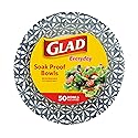 Glad Round Disposable Paper Bowls, Blue Mosaic Design - Heavy Duty, Soak-Proof, Cut-Resistant, Microwavable Paper Bowls for All Foods, Daily Use