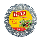 Glad Round Disposable Paper Bowls, Blue Mosaic Design - Heavy Duty, Soak-Proof, Cut-Resistant, Microwavable Paper Bowls for All Foods, Daily Use