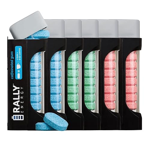 Rally Energy Caffeine Gum, Sugarless Gum with 60 mg of Caffeine for Fast-Acting Energy, Stay Alert, Long-Lasting, Variety Pack, Natural Cinnamon