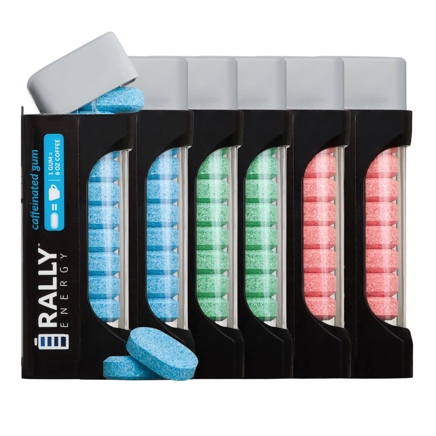 Rally Energy Caffeine Gum, Sugarless Gum with 60 mg of Caffeine for Fast-Acting Energy, Stay Alert, Long-Lasting, Variety Pack, Natural Cinnamon