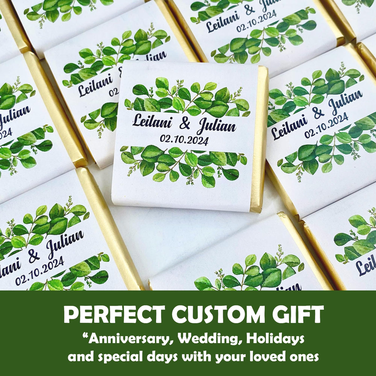 Set of 50 Personalized Wedding Chocolate, Custom Chocolate Wedding Favors for Guests, Customizable Wedding Gift, Unique Design for Wedding, Bridesmaid