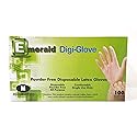 Emerald Digi-Gloves, Powder Free Disposable Latex Gloves (Medium)
