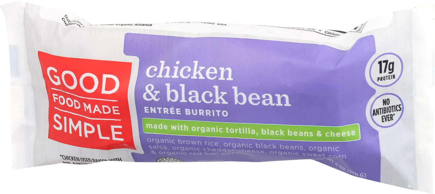 Good Food Made Simple Burrito Check and Black Bean, 6 oz