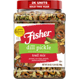Fisher Dill Pickle Trail Mix, 25 oz (Pack of 1), Resealable Jar, Peanuts, Rye Crisps, Pretzels, Pepitas & Almonds, 6 g Protein Snacks, No Artificial