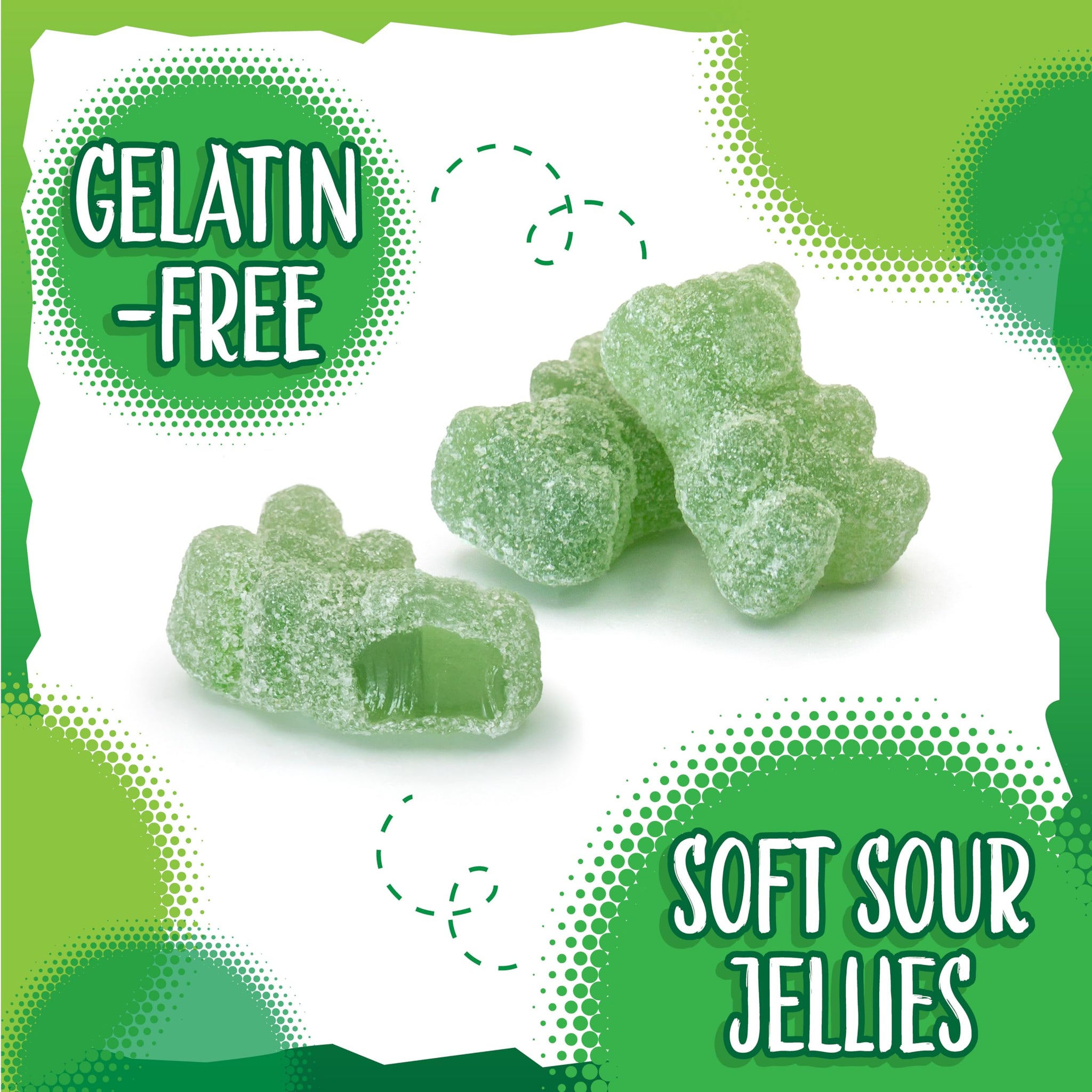Sour Bears Gummy Candy | 1 Pound Bag | Dye Free Candy | Gelatin Free Soft Green Candies | Jelly Bears for Candy Buffets & Dessert Decorating | Green