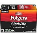 Folgers Black Silk Dark Roast Coffee, 12 Keurig K-Cup Pods