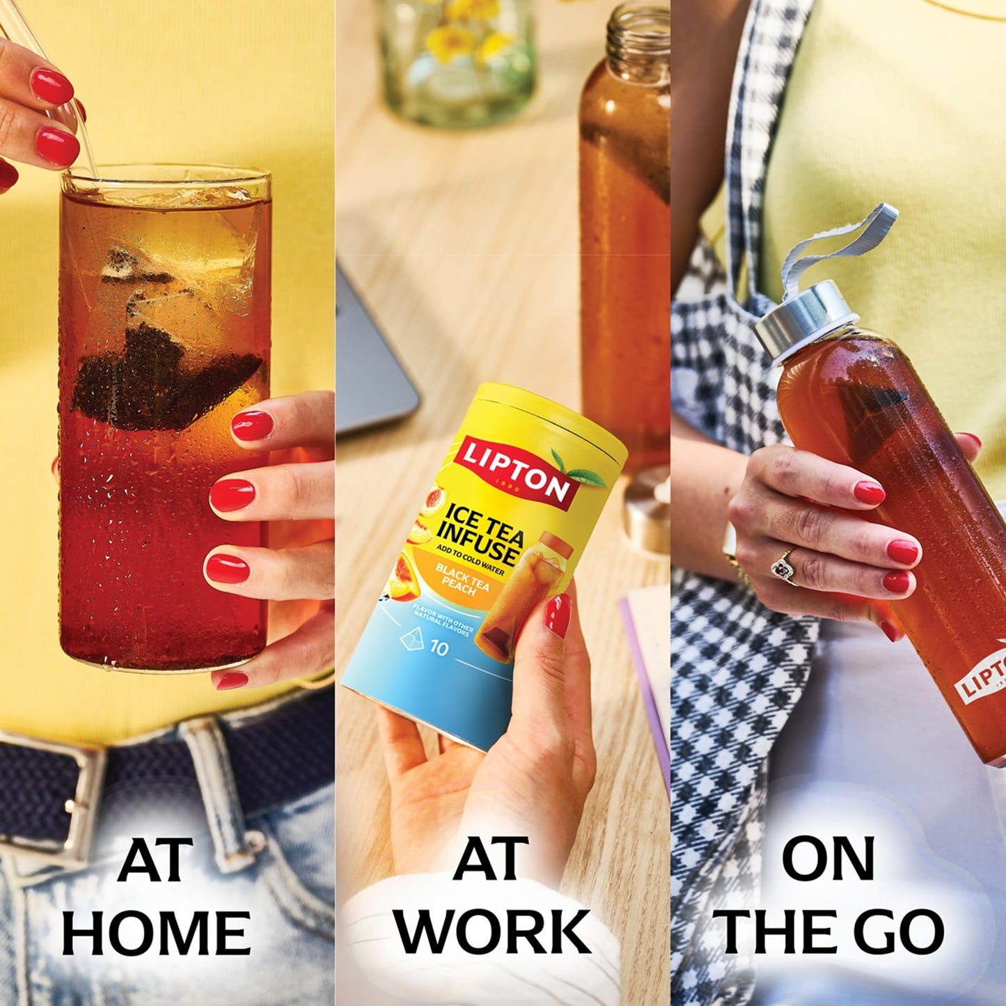 Lipton Ice Tea Infuse Black Tea Peach Cold Brew Tea Bags - 10 Count - Brews in Cold Water in Just 5 Minutes - Water Bottle Friendly for on-the-Go