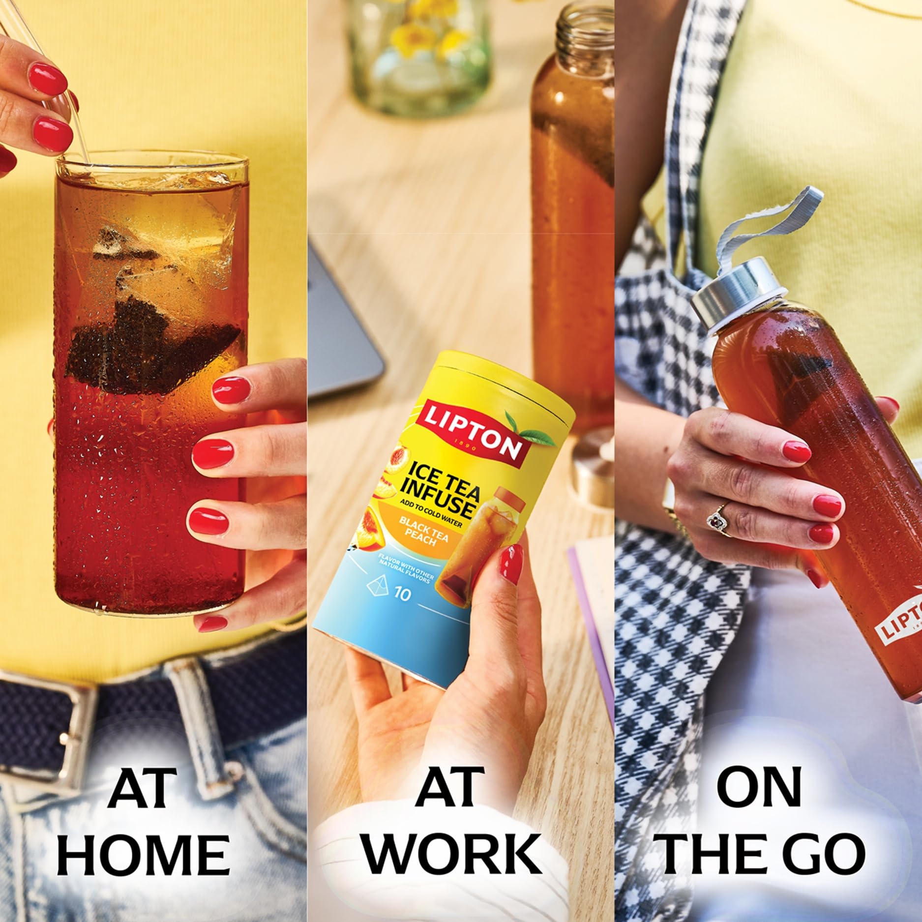 Lipton Ice Tea Infuse Black Tea Peach Cold Brew Tea Bags - 10 Count - Brews in Cold Water in Just 5 Minutes - Water Bottle Friendly for on-the-Go
