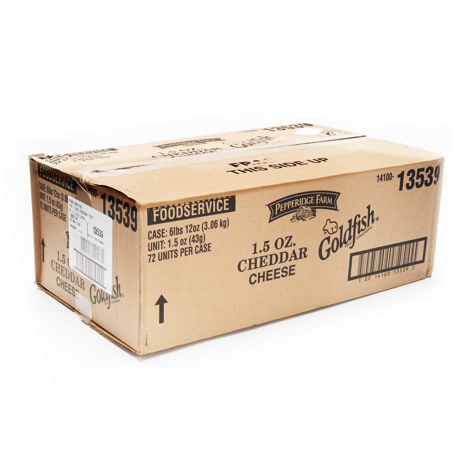 Pepperidge Farm Goldfish Baked Snack Crackers, Cheddar Cheese, 1.5 Oz, Pack of 72