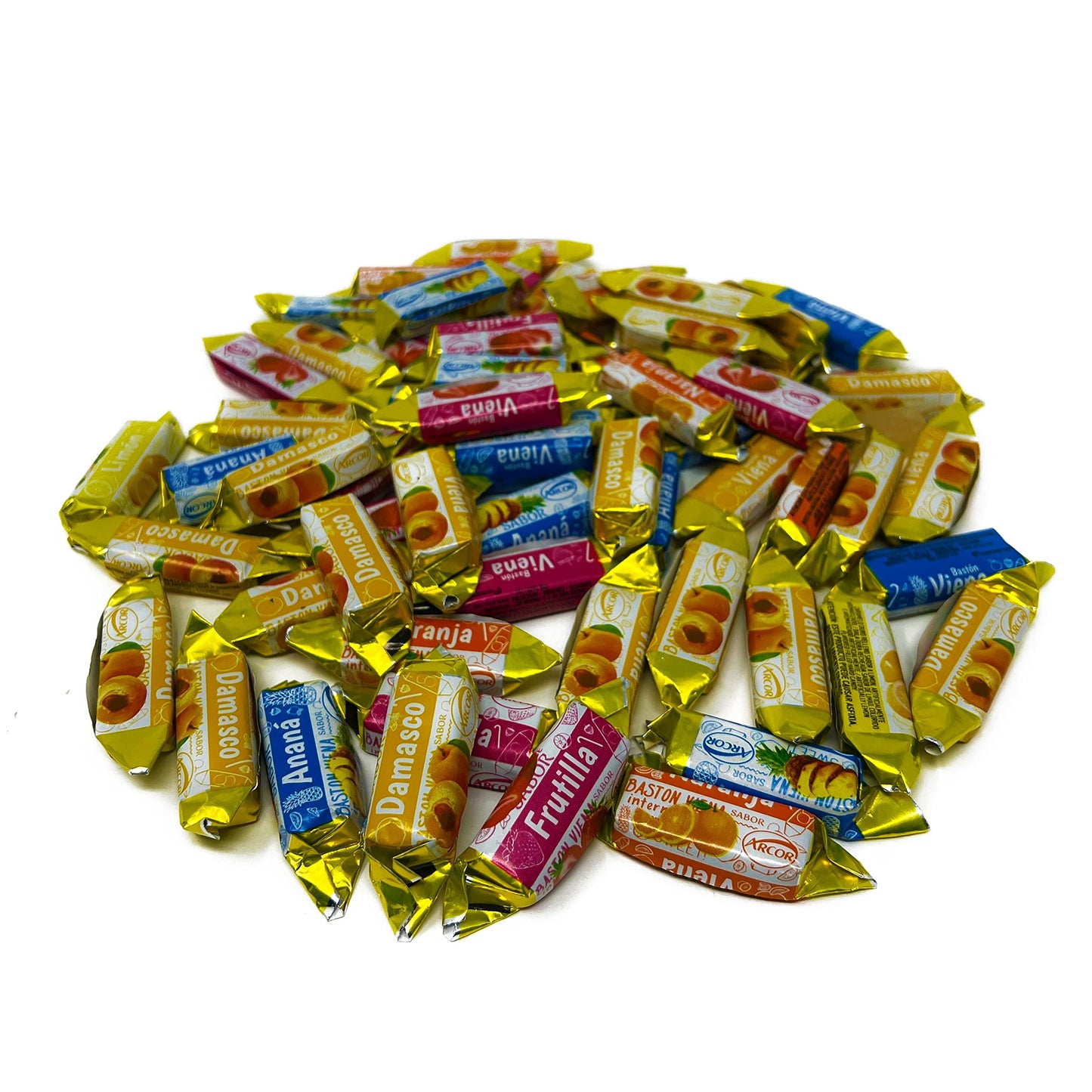 Fruity Hard Candy Filled With Real Fruit Pulp - 1 lbs - Peach, Strawberry, Pineapple, Orange and Lemon Flavored Bon Bons Filled with Real Fruit Pulp