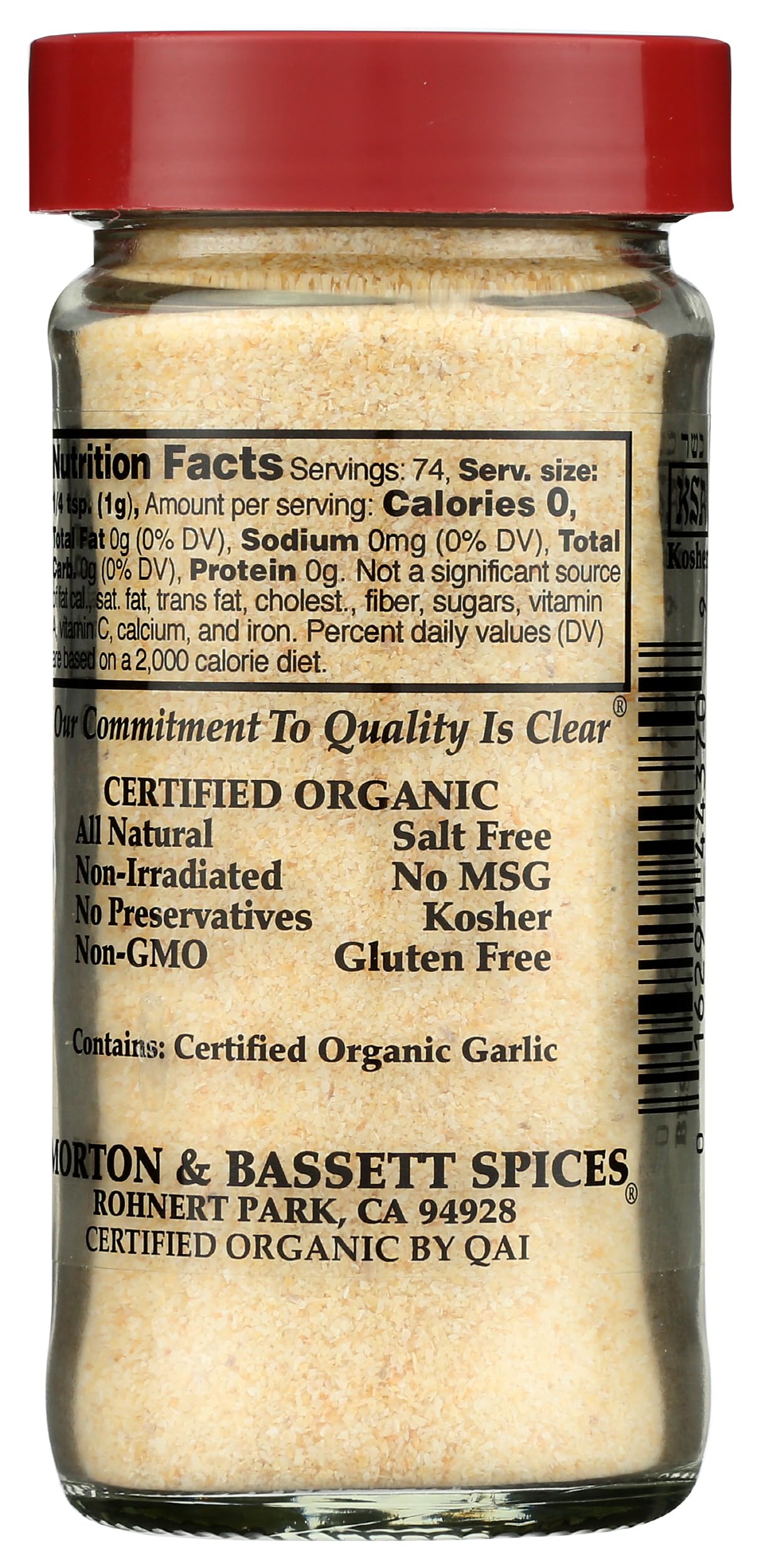 Morton & Bassett Organic Garlic Powder, 2.6 OZ