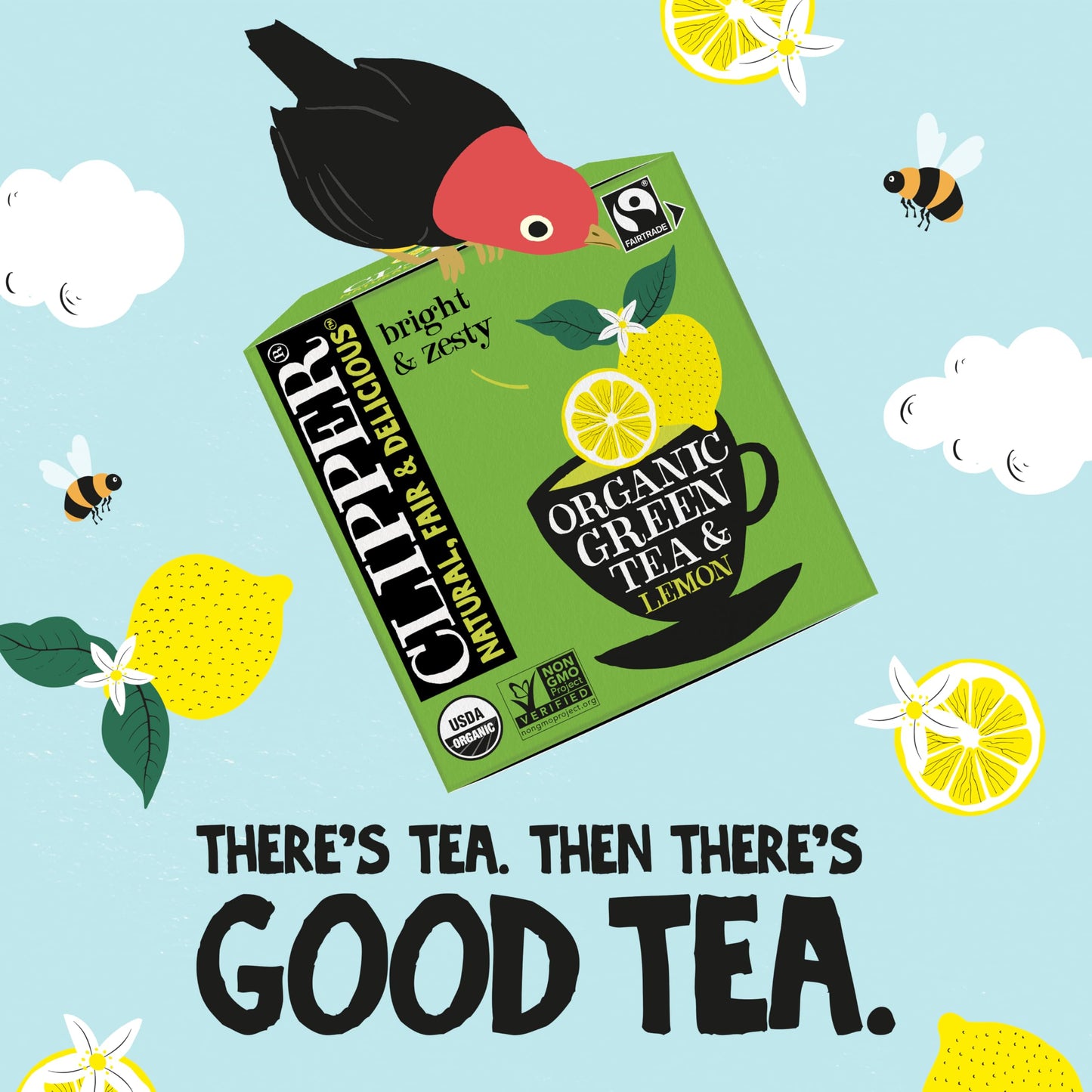 Clipper Tea Green Tea & Lemon Teabags - USDA Organic, Great Hot or Iced - Bright, Zippy, Natural, Fair & Delicious - 50 Tea Bags