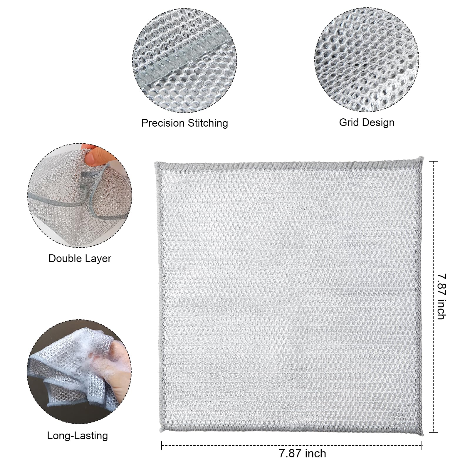 HAUHAUJUS Multipurpose Non Scratch Wire Dishwashing Rags, Cleaning Cloths, 24 Pack