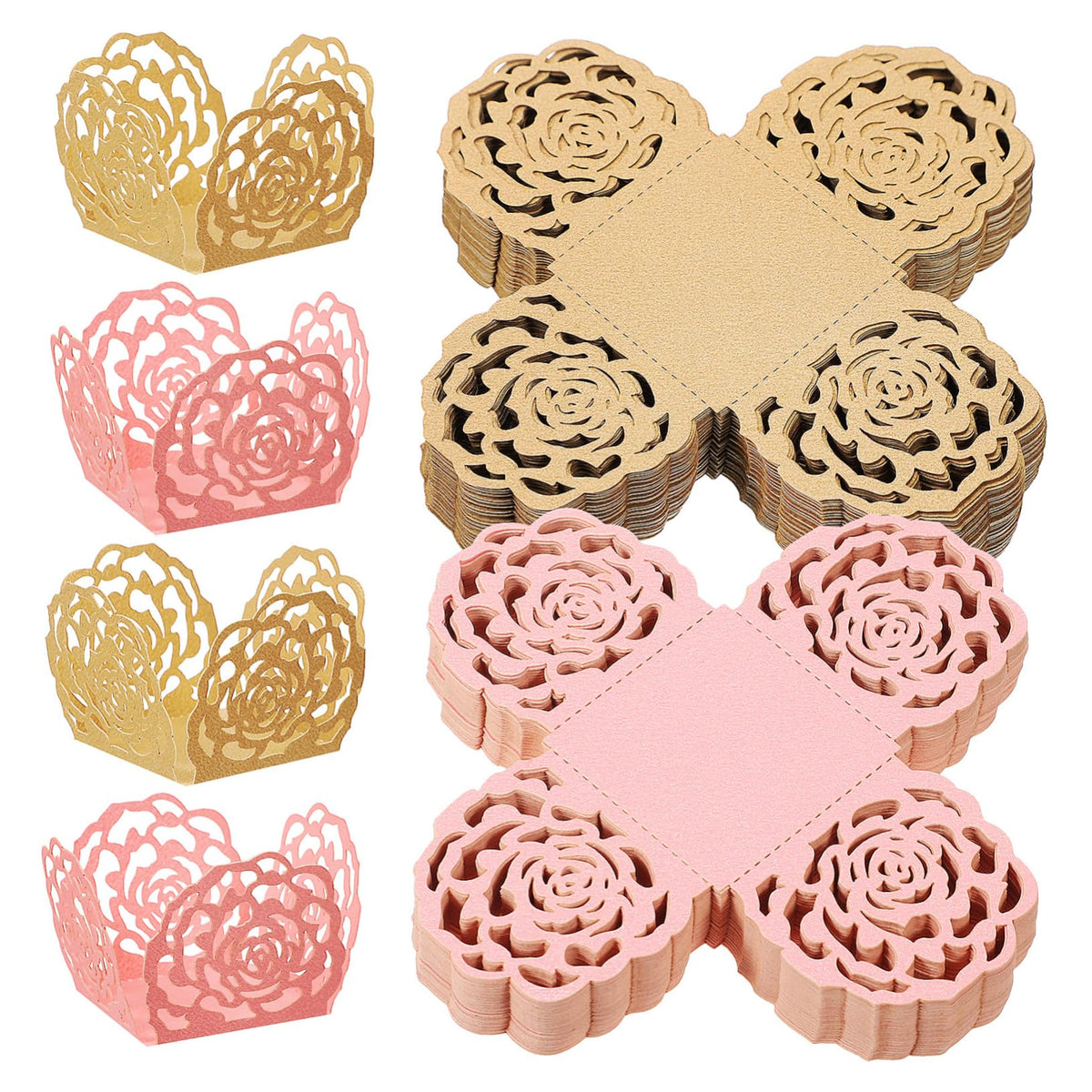 MUCKLILY 100pcs Chocolate Truffle Wrappers Hollow Design Elegant Cupcake Liners for Weddings Birthdays and Parties Combination
