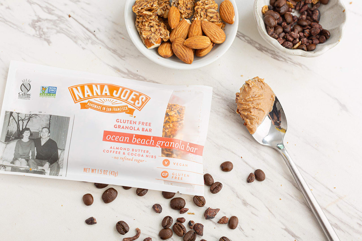 Nana Joes Granola Ocean Beach | Almond Butter, Coffee & Cacao Nibs | Handmade Gluten-Free, Vegan, Healthy, Organic, Plant-Based, No Refined Sugar |