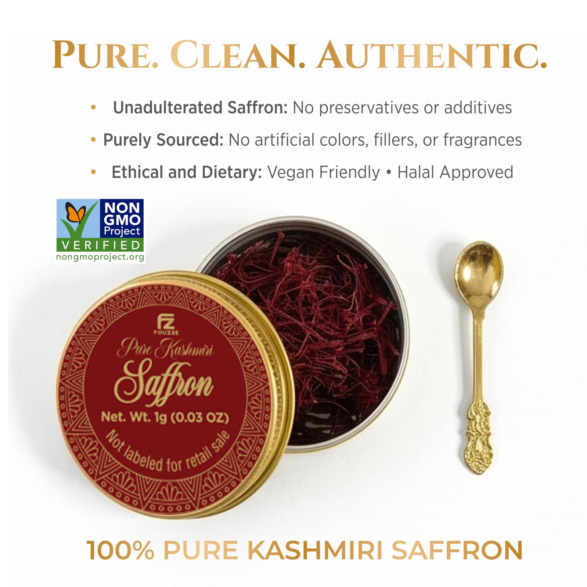 Pure Saffron Threads - (5.0 Gram Tin Pack) Handpicked Kashmiri Saffron, All-Red Tips with Strong Aroma & Rich Flavor, Ideal for Tea, Biryani, Paella