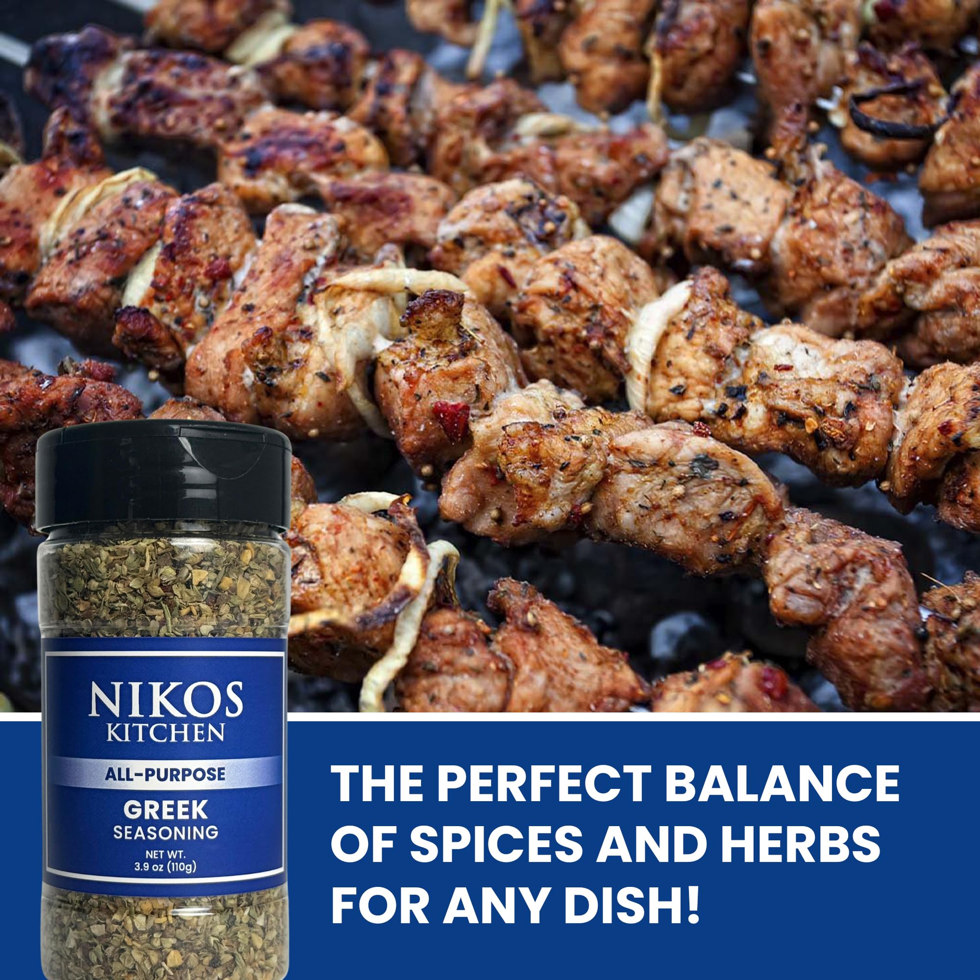 Nikos Kitchen All Purpose Greek Seasoning Blend - Mediterranean Spice Mix for Chicken, Lamb, Gyro, Greek Salad, Potatoes, Fish and Vegetables - NO MSG