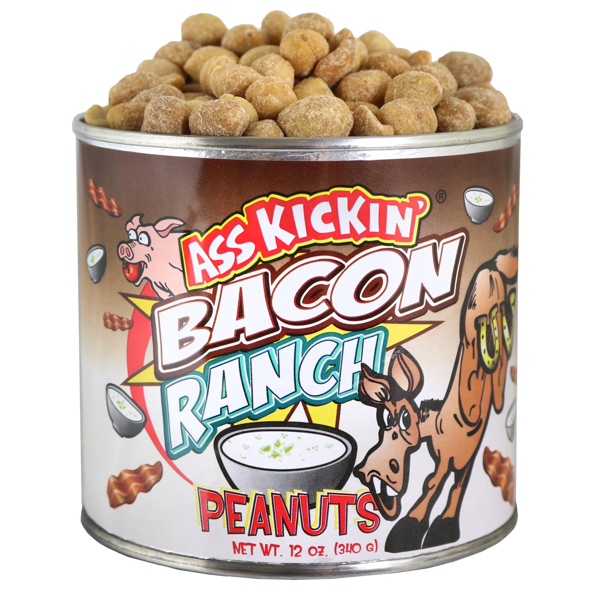 ASS KICKIN’ Bacon Ranch Peanuts - 12oz - Ultimate Gourmet Gift Peanuts - Try if you dare!
