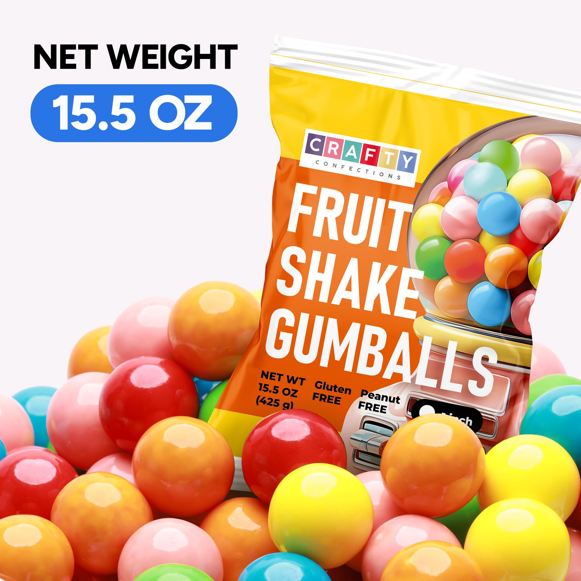 Gumballs for Kids - 1 Inch Large Double Bubble Gumballs - 15 OZ Baseball Chewing Gum Assorted Fruit Flavored Bubble Gum for Gumball Machine - Sweet