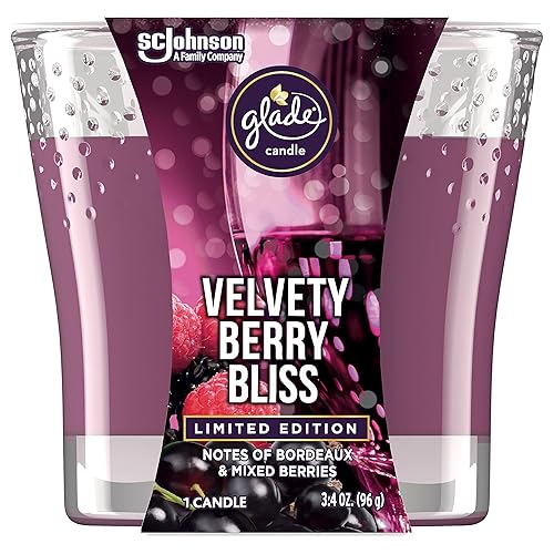 Glade Candle Jar, Air Freshener, Velvety Berry Bliss, 3.4 oz