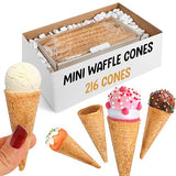Mini Ice Cream Cones Bulk - 216 Mini Waffle Cones - Great For Cake Pops and More - Tiny Waffle Ice Cream Cones - Mini Sugar Cones Bulk - Packed