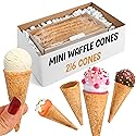 Mini Ice Cream Cones Bulk - 216 Mini Waffle Cones - Great For Cake Pops and More - Tiny Waffle Ice Cream Cones - Mini Sugar Cones Bulk - Packed