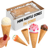 Mini Ice Cream Cones Bulk - 216 Mini Waffle Cones - Great For Cake Pops and More - Tiny Waffle Ice Cream Cones - Mini Sugar Cones Bulk - Packed