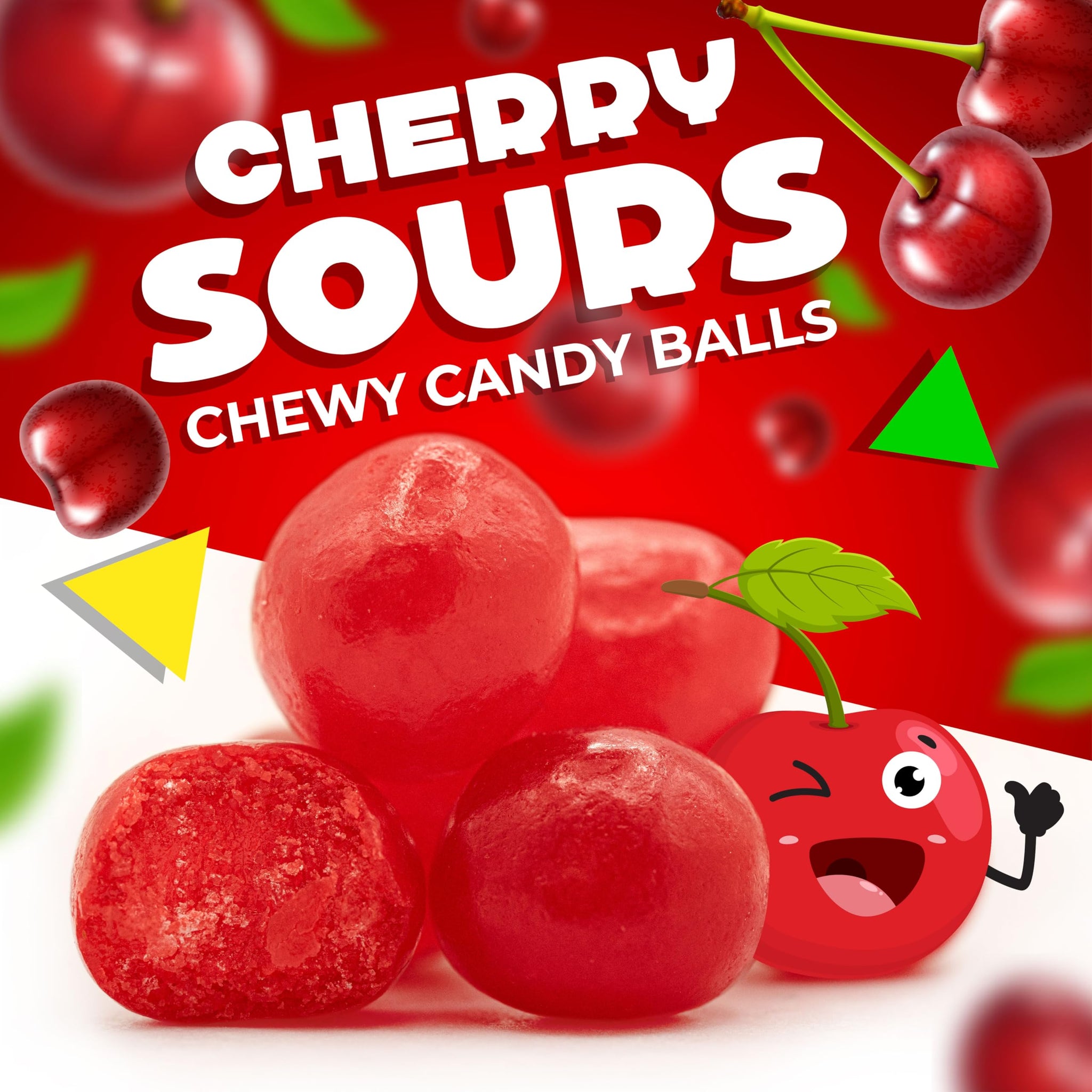 Cherry Sours | Chewy Red Candy | 1 Pound Bag | Sour Red Candy | Sour Cherry Balls | Cherry Sours Candy Balls | Aprox.150 pieces