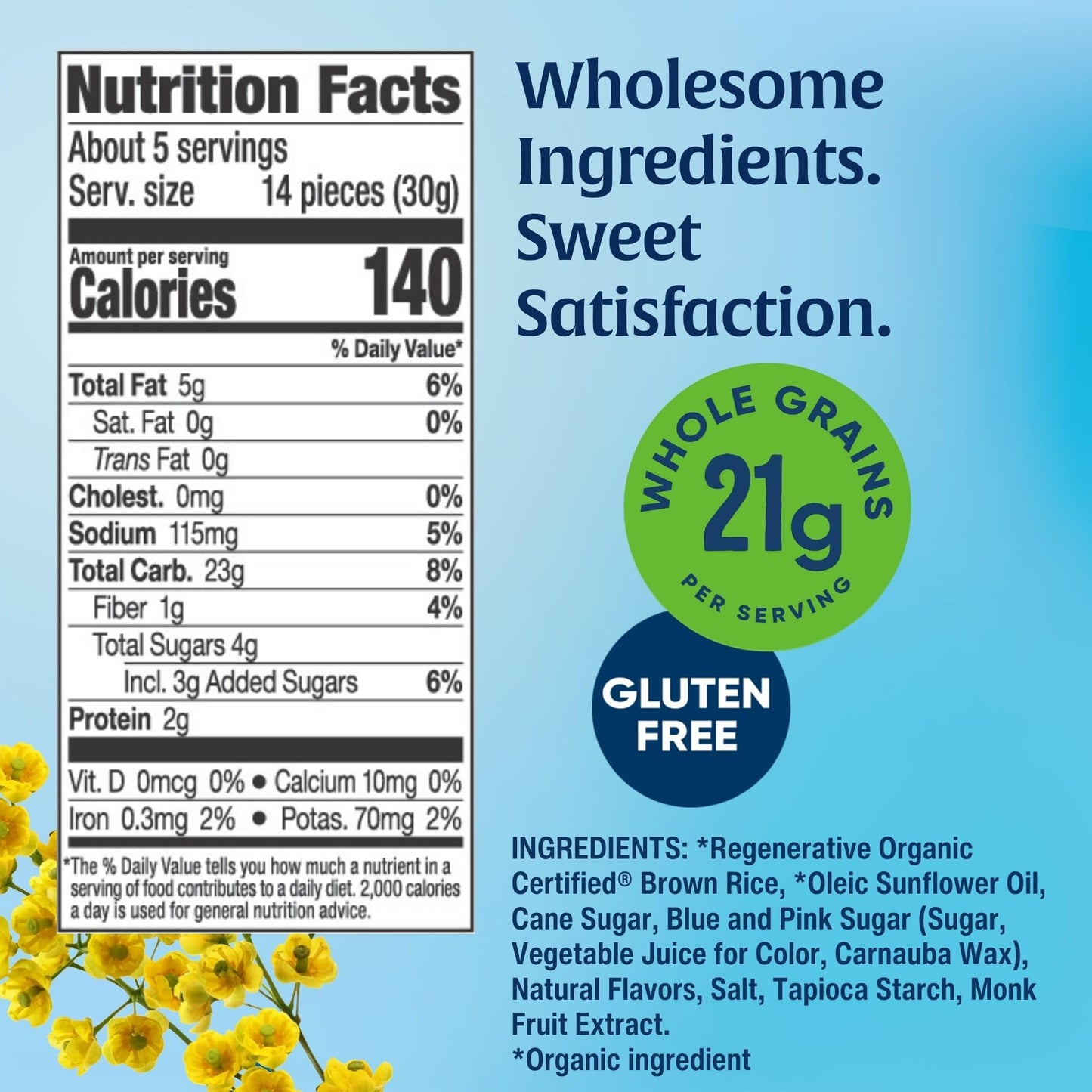 Lundberg Sweet Cakes Birthday Cake | Mini Rice Cakes | Gluten-Free, Non-GMO | 4g Sugar, Whole Grain Snack | Monk Fruit Sweetened | 5oz Bag