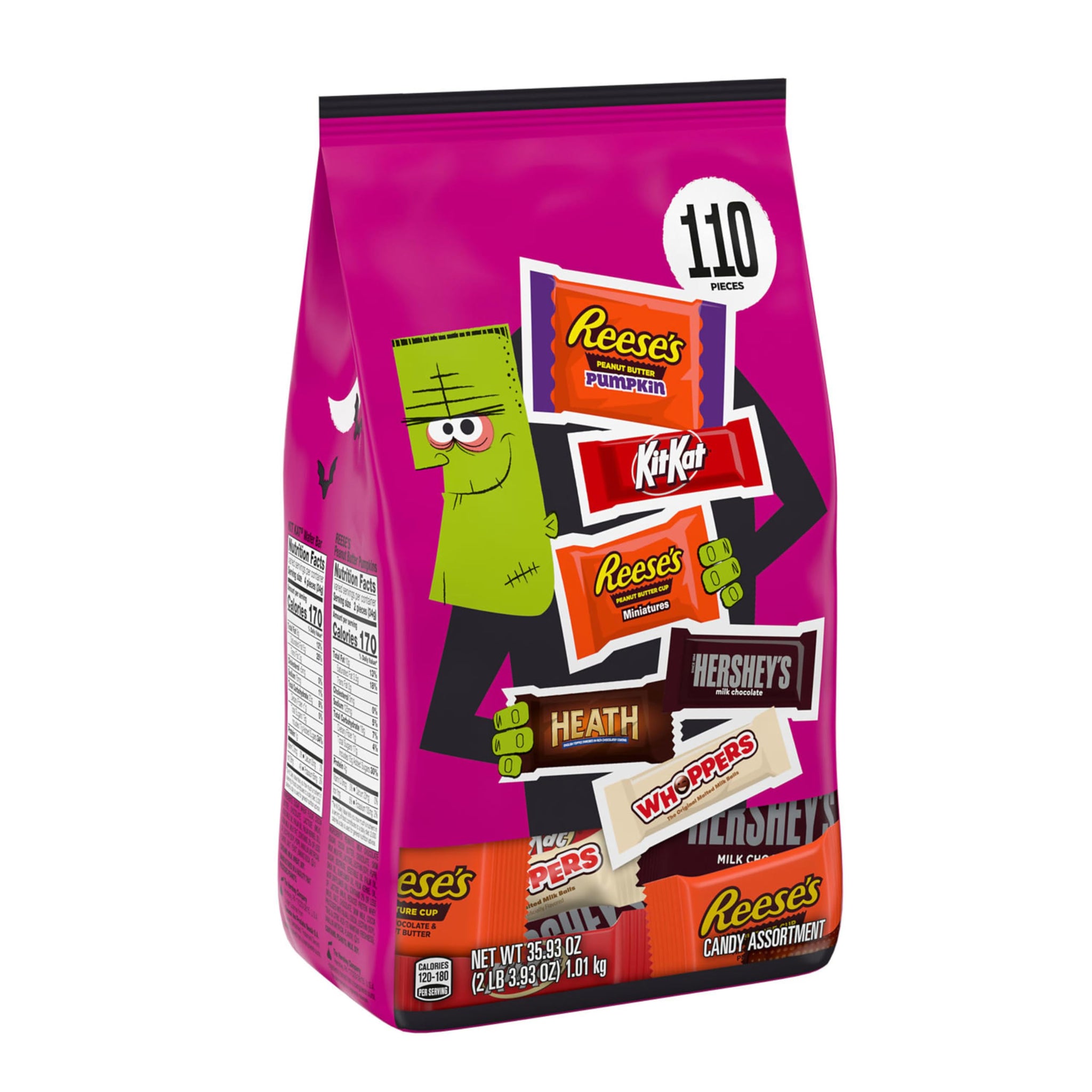 HERSHEY'S Assorted Flavored, Halloween Candy Bulk Bag, 35.93 oz (110 Pieces)