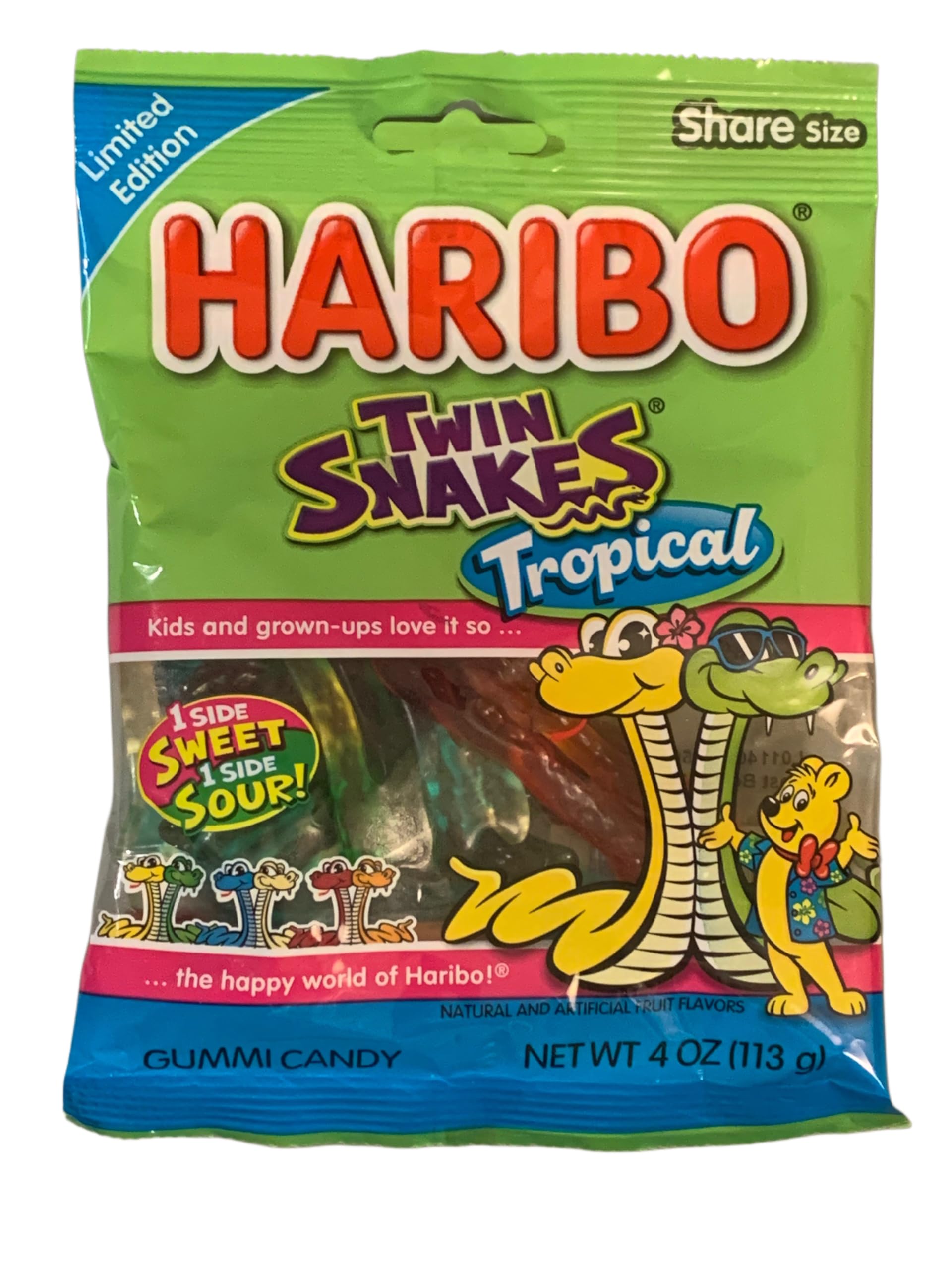 HARIBO Twin Snakes, Gummi Candy, 4oz Tropicals Assorted Flavors