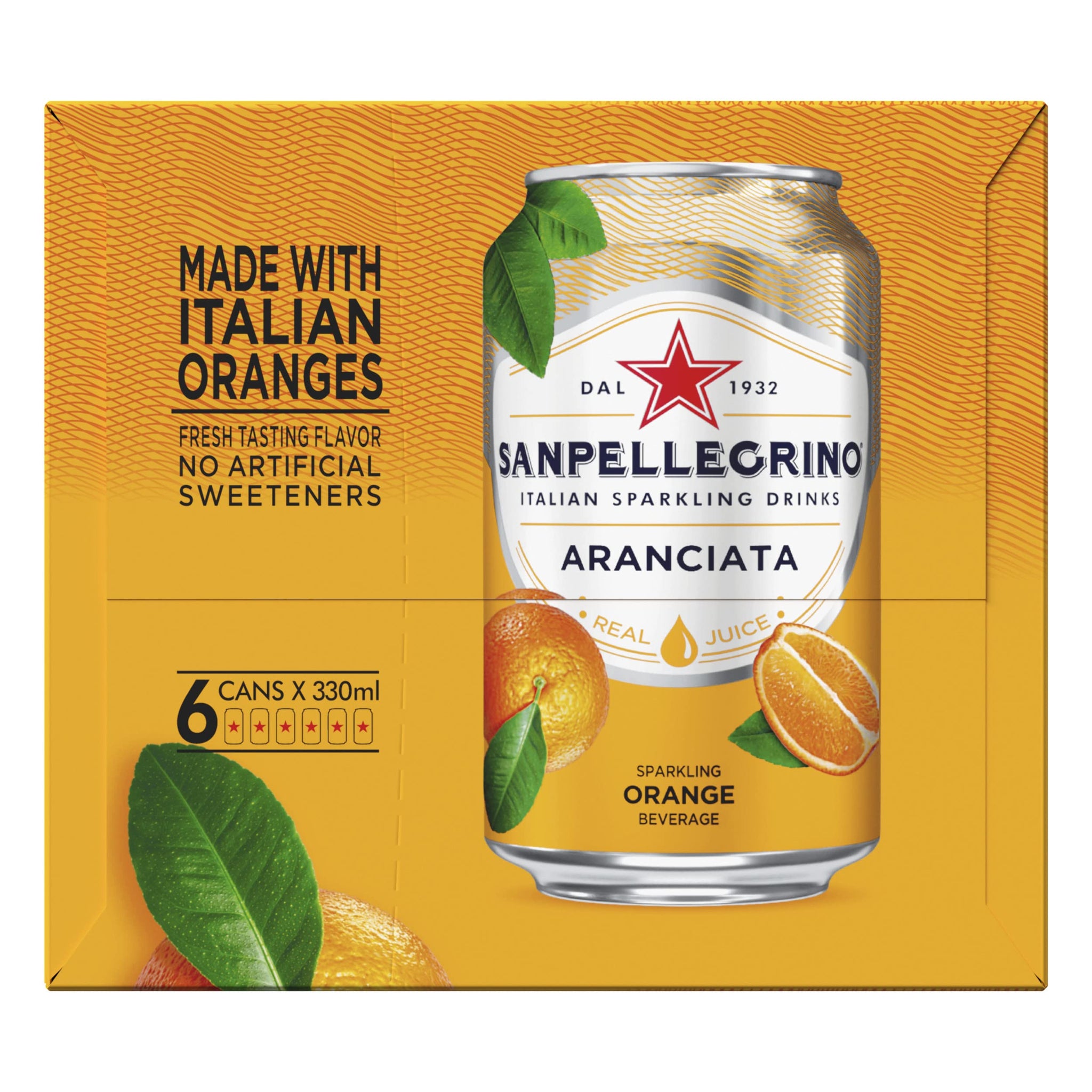 Sanpellegrino, Orange Italian Sparkling Drinks, 11.15 Fl Oz Cans, 6 Pack