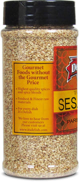 Natural Toasted Whole Sesame Seeds by It's Delish - 9 Oz. Medium Jar - Natural Gluten-Free Fresh Oven Roasted White Sesame - Restaurant Bulk Size