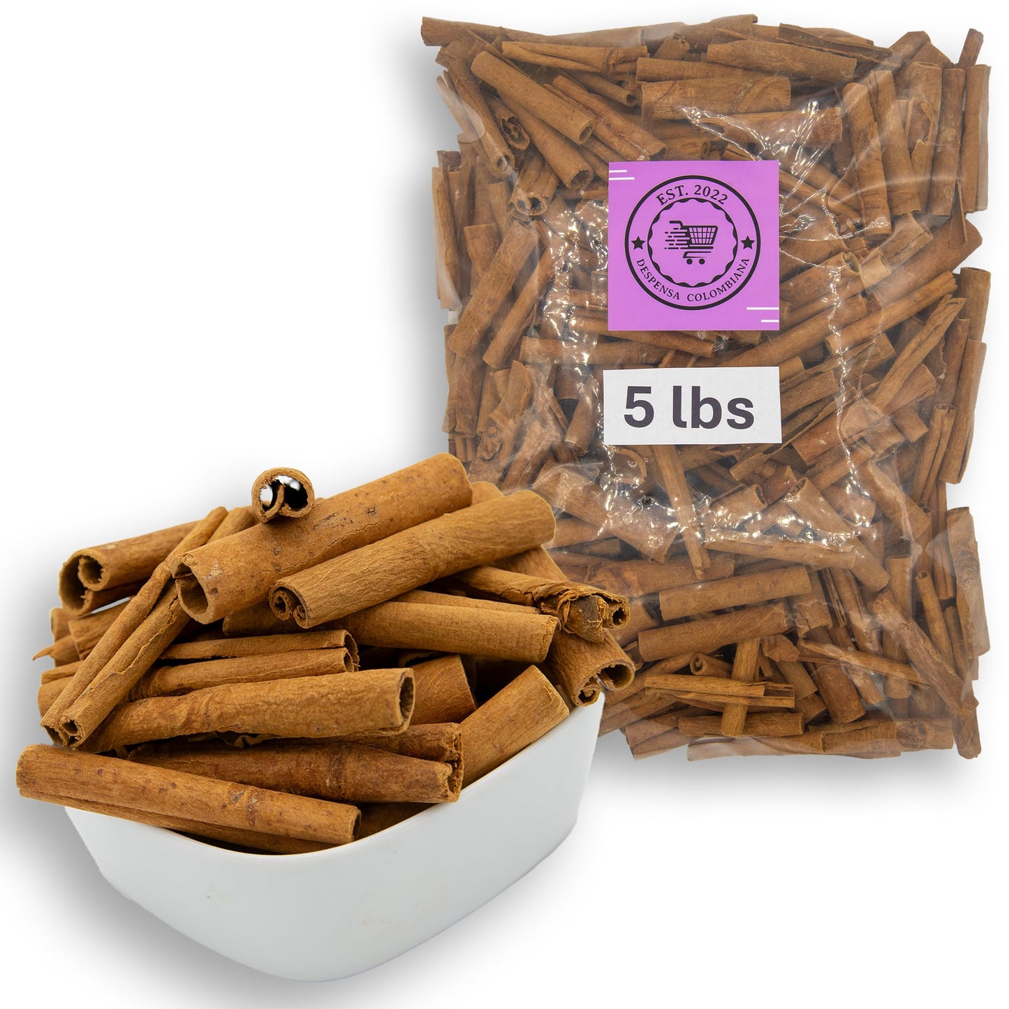 5 Lbs Cinnamon Sticks Bulk - 2.75” Bag of Canela en Rama by Despensa Colombiana - Decorative 5 lbs Canela Sticks for Cocktails, Baking and Flavoring