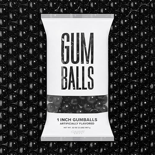 Candy Envy - Black Gumballs - 1 Inch - Approximately 113 Per 2lb Bag - Bulk Black Candy - North American Made & Kosher Certified