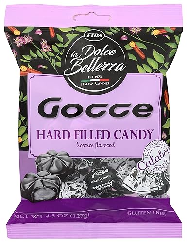 Fida Hard Filled Italian Candy, 4.5 Ounce (Gocce Licorice)