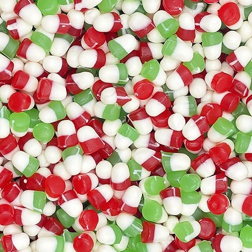 Holiday JuJu Drops - Festive Christmas Gummies, Cherry and Lime Flavored Christmas Shaped Candy Bells - Red, White, and Green JuJu Jelly Candies (1