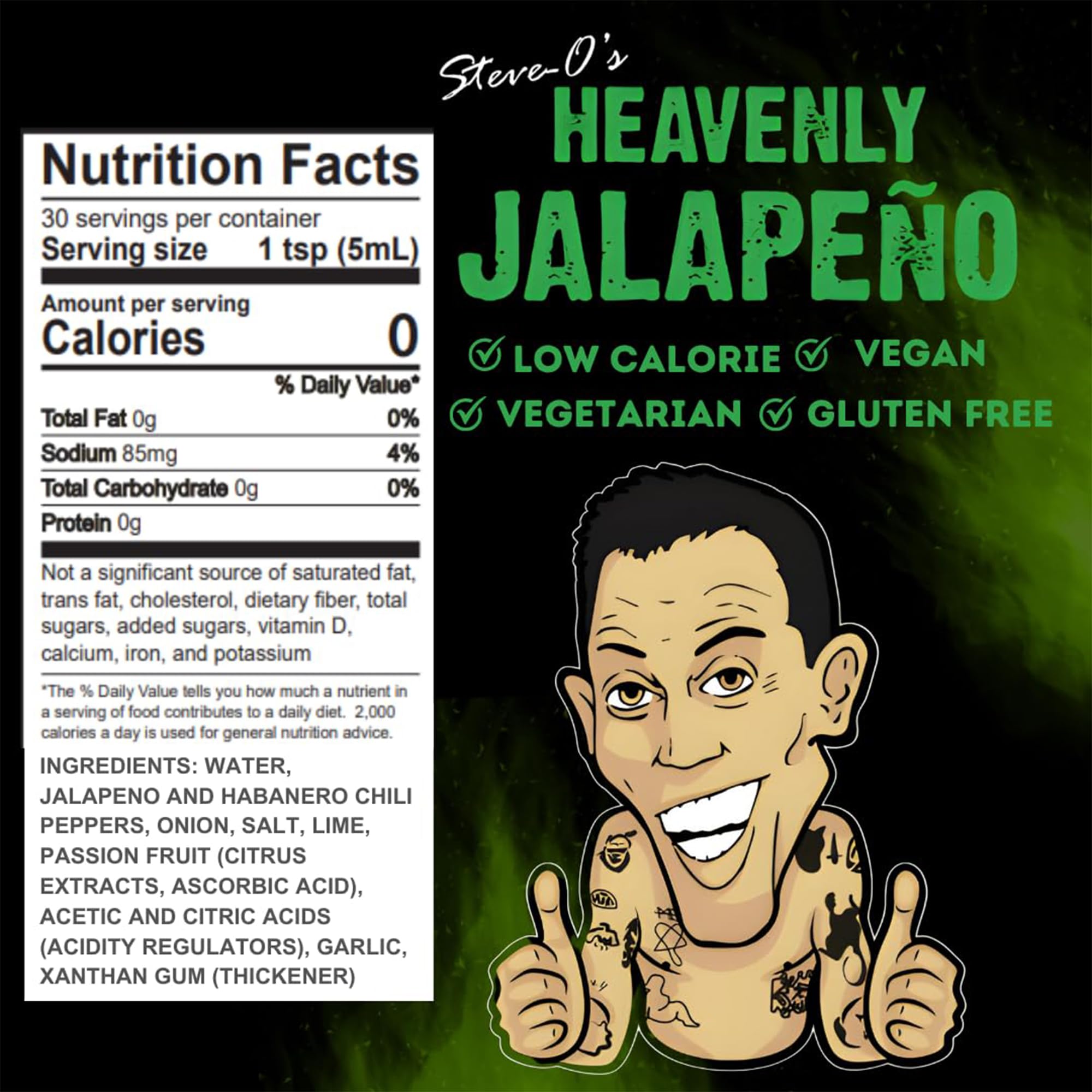 Steve-O's Heavenly Jalapeño Hot Sauce | Zesty Green Verde Sauce for Marinades, BBQ, Veggies, Eggs & Potatoes | 5 fl oz