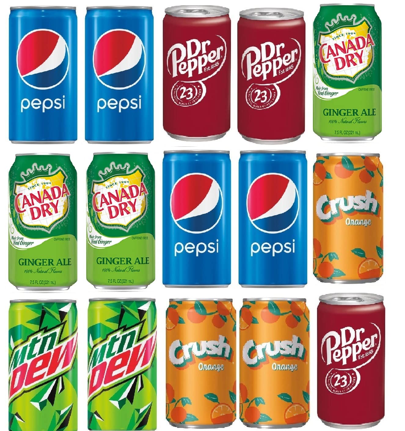BeeQ BOX - (Pack of 15) mini Soda 7.5 OZ Variety Pack | Multi Flavor Soft Drink Bundle | Assortment Soda Refrigerator Restock Kit of Soda