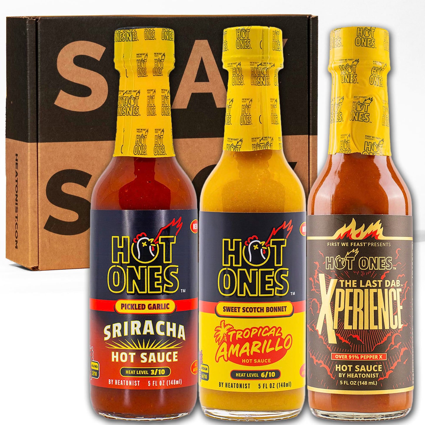 Hot Ones Hot Sauce Challenge Set - Season 27 Trio - Hot Sauces Gift Set - Variety Pack - Made with Natural Ingredients - Unique Small Batch Sampler