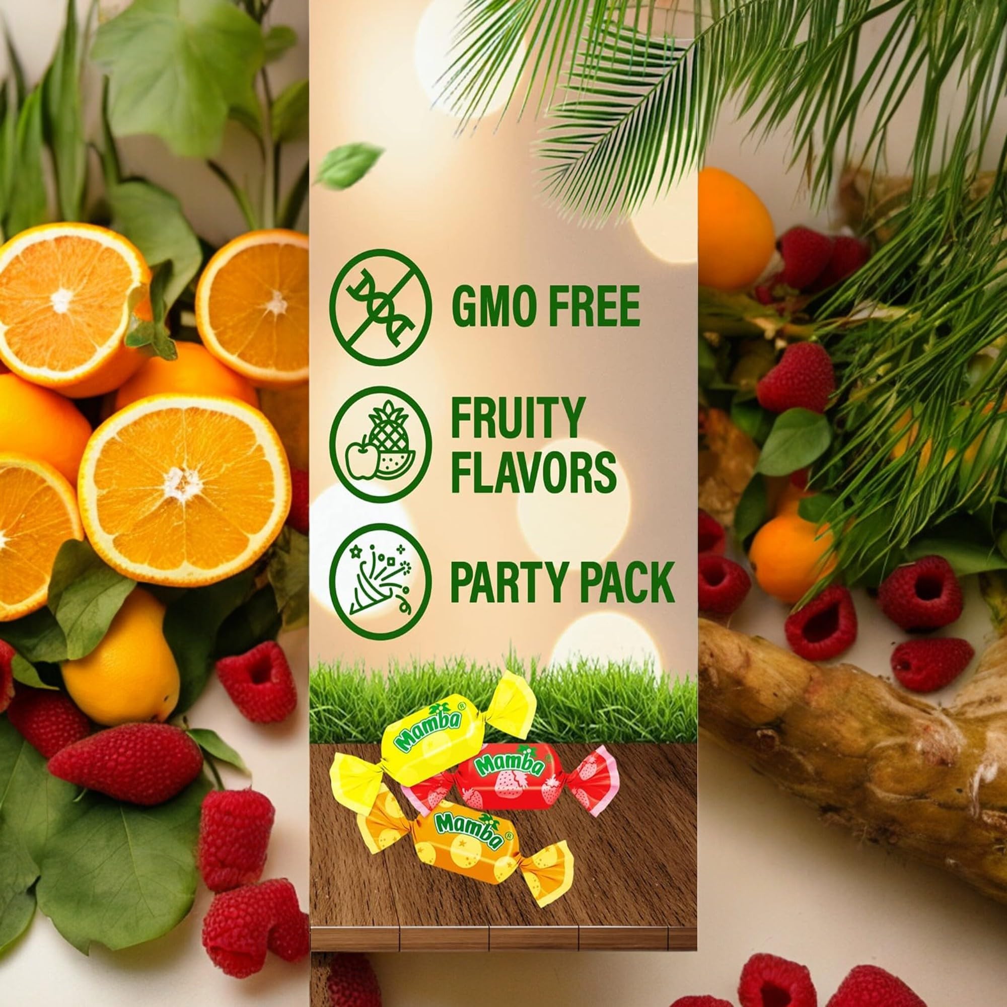 Mamba Fruit Chews Candy, 2 Lbs Party Size Assorted Candy Variety Pack Fruit Snacks Bulk Individually Wrapped In Resealable Bag Approx. 130 pcs (32-Oz)