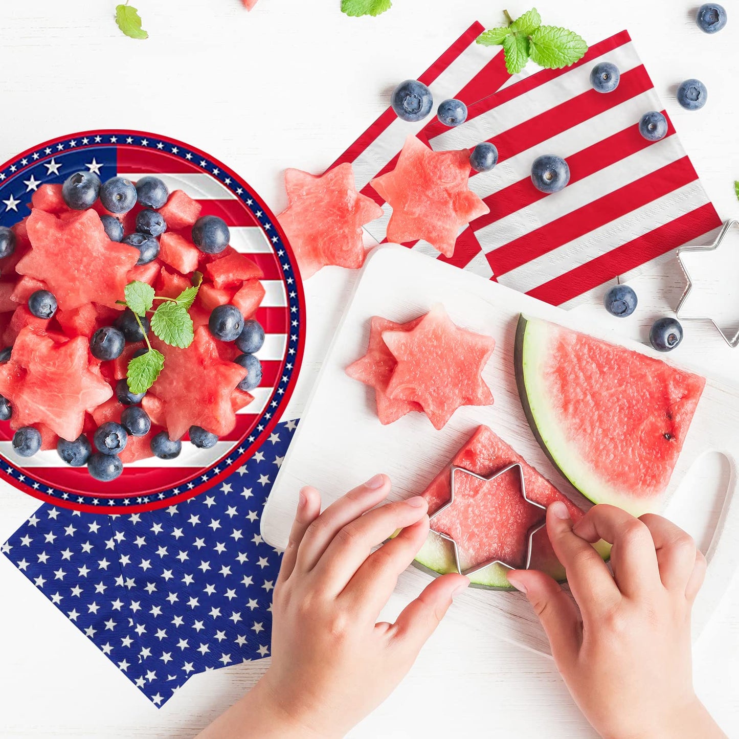Gatherfun American Flag Patriotic Party Supplies Disposable Napkins and Paper Plates for Veterans Day Election Day 4th of July Independence Day